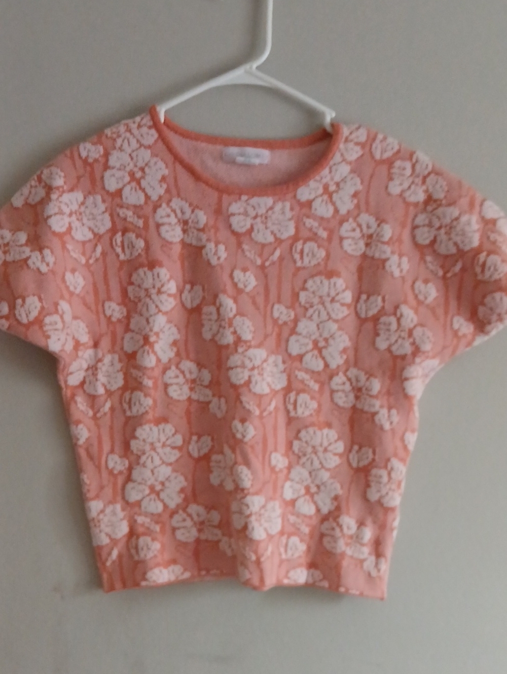 Cynthia Rowley Peach and White Floral Short Sleeve Top